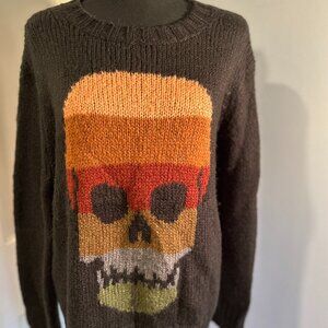 Wooden Ships Black Sweater with Skull, Ladies s/m